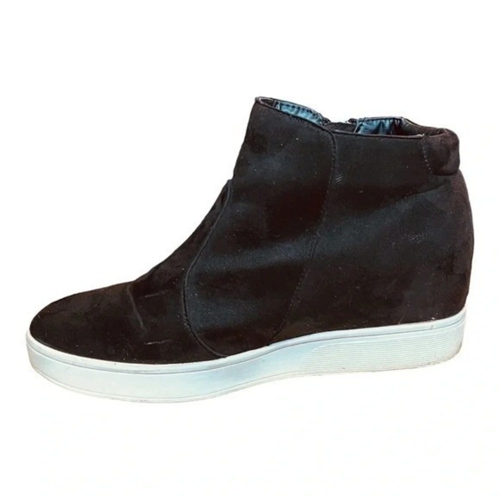 Serra Hidden Wedge Sneaker Women Size 10 Black Faux Suede Zip Bootie Platform